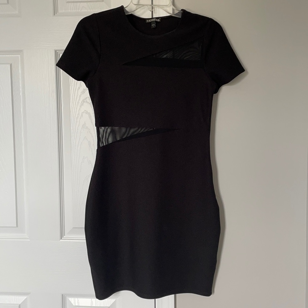 Short-Sleeved Black Bandage Mini Dress